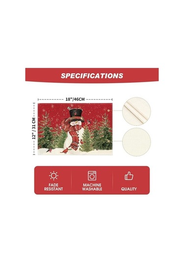 Moly 12x18 İn Yıkanabilir Noel Tatil Masa Örtüleri Seti, 6 Adet Kırmızı, Dayanıklı Ve Şık Masa Dekoru Kırmızı