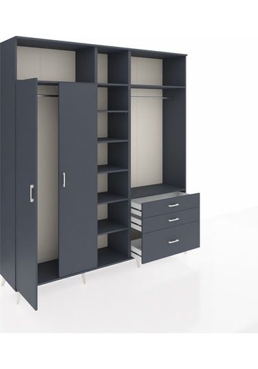 Hyperion Dolap 9 Raflı 3 Çekmeceli 2 Askılı 220x44x243 Antrasit-antrasit/antrasit Antrasıt/antrasıt Hyperion Dolap 9 Raflı 3 Çekmeceli 2 Askılı 220x44x243 Antrasit-antrasit/antrasit Antrasıt/antrasıt