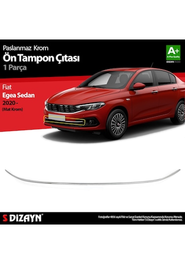 S-Dizayn Fiat Egea Sedan Krom Ön Tampon Çıtası 2020 Üzeri Mat Kr