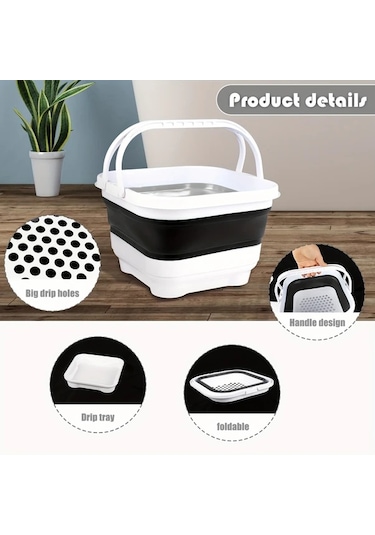 Dream011 Siyah Katlanabilir Hızlı Kuruyan Banyo Oyuncak Saklama Organizatörü Çıkarılabilir Tabanlı Dayanıklı Plastik Çok Bölmeli Duş Sepeti Siyah