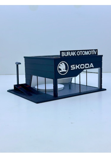 1/64 Ölçekli Skoda Diorama Tasarımlı Araç Sergileme Garajı 3d Baskı