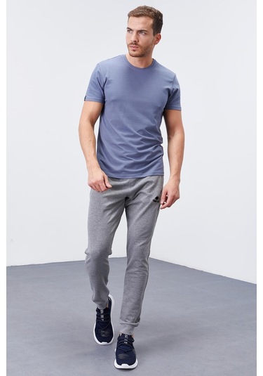 Tommy Life Gri Melanj Fermuar Cepli Dar Kalıp Jogger Erkek Eşofman Alt - 84343 GB MELANJ