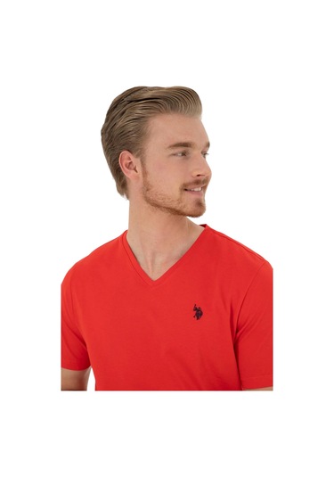 U.S. Polo Assn. Erkek V Yaka T-shirt Kırmızı