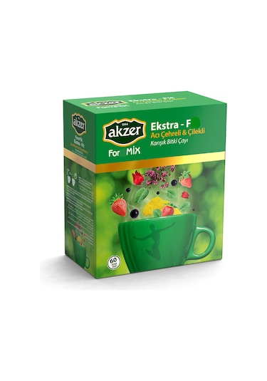 Akzer FormMix Ekstra Fit Acı Çehre & Çilek Parçacıklı Karışık Bitki Süzen Poşet Çay 60 x 1.5 G