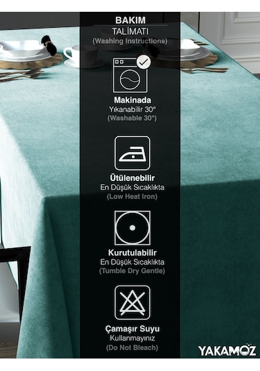 Nil Yeşili Kadife Dokulu Masa Örtüsü Dertsiz Velvet Touch Serisi Nil Yeşili