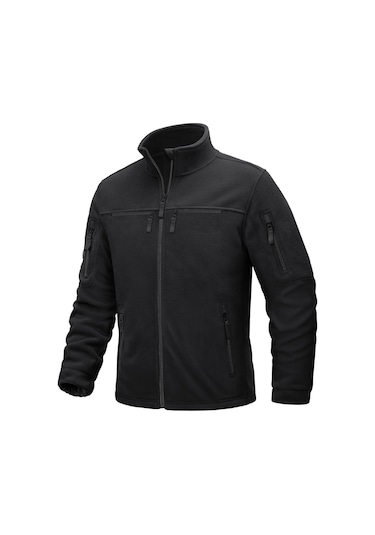 Ghassy Co. Warm Tactical Sport Multi 6 Cep Fonksiyonel Termal Polar Ceket Siyah