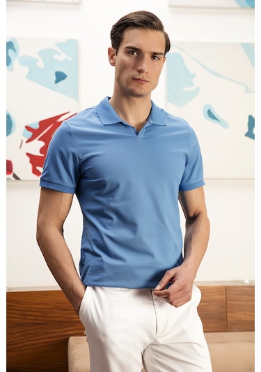 Buratti Regular Fit Pamuklu Erkek Polo Yaka T Shirt 5902141 Koyu Mavi