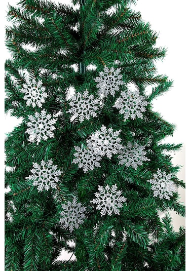 Waldern Yılbaşı Çam Ağacı Süsü Simli Gümüş Kar Tanesi 12li