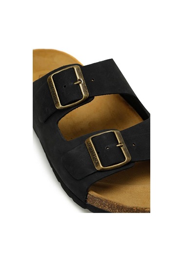 Lumberjack Mendy Lth 5fx Hakiki Deri Erkek Terlik Siyah Siyah