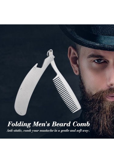 Suofeng Pratik Paslanmaz Çelik Sakal Tarak - Cep Boyu Erkek Bakım Aracı