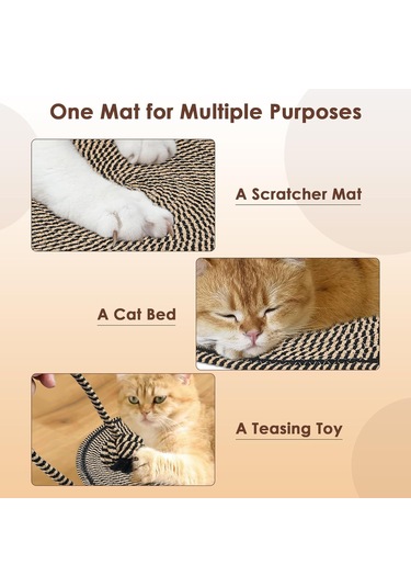 Moveevo Doğal Pamuk Kedi Tırmalama Pedi, 15,7'' Yuvarlak Yer Matı İç Mekan - Mobilya Koruyucu Duvar & Kanepe İçin