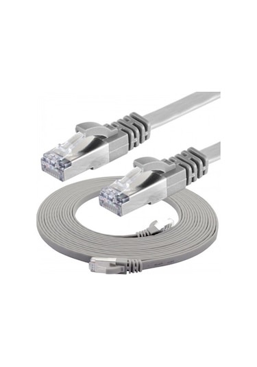 Irenis CAT7 Kablo Yassı FTP Ethernet Network LAN Ağ Kablosu, 15 M-Gri