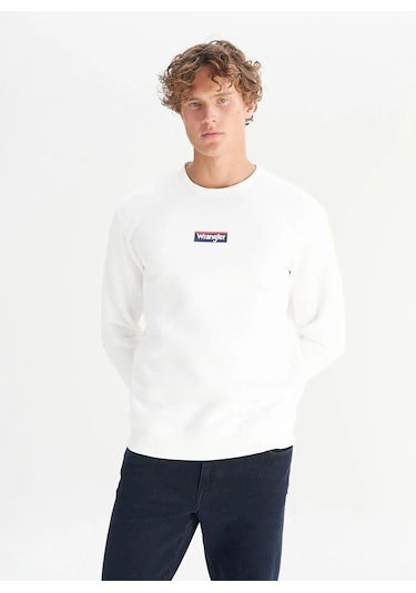 Wrangler Erkek Mid Logo Sweatshirt W2520133102 Beyaz