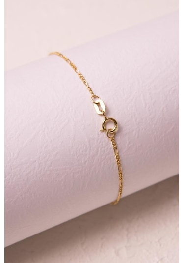 Altın Figaro Zincir Bileklik Çok Renkli