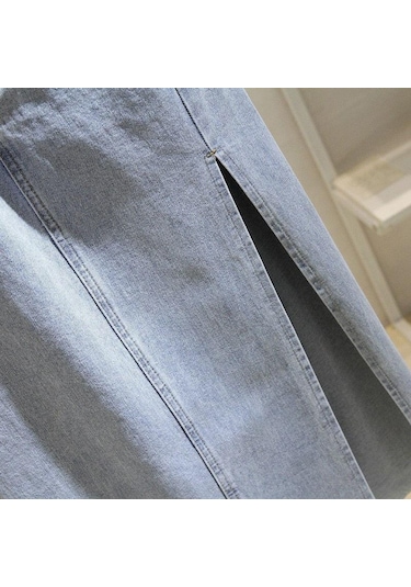 Plaj Yaz Kadın Kot Etek Klasik Açık Mavi Yüksek Bel Günlük Kot Bayan Kot Etek Siyah