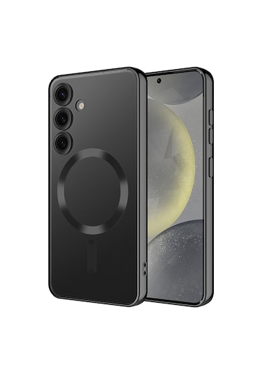 Samsung Galaxy Uyumlu A16 Kılıf Magsafe Kamera Lensli Korumalı Şeffaf Silikon Kapak Siyah