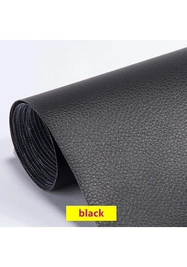 Kendinden Yapışkanlı Deri Döşeme Araba Koltuğu Kanepe Sandalye 300x50 Cm Siyah Black 70x50cm