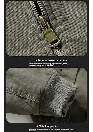 Erkekler İçin Sıcak Polar Bomber Ceket Dış Giyim Pamuklu Mont Siyah