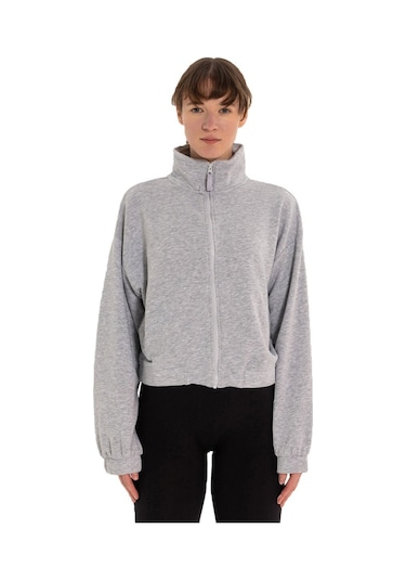 Inguz Dik Yaka Fermuarlı Sweatshirt Gri
