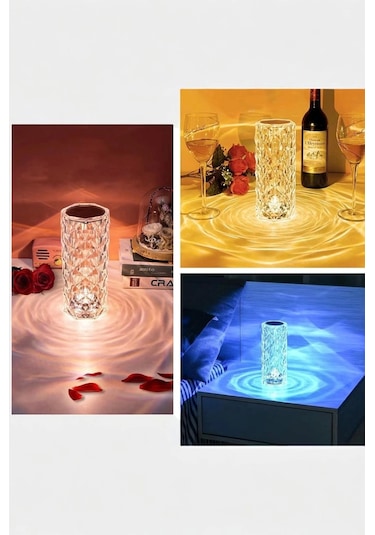Kristal Dokunmatik Ve Kumandalı Masa Ve Gece Lambası Çok Renkli