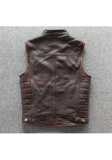 Motorcu Yelek Eskitme Hakiki Deri