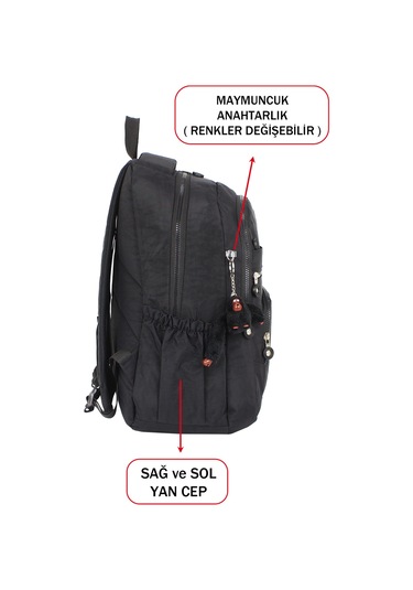 Dada Okul Sırt Çantası Siyah Ortaokul Lise Geniş İç Hacim Ortopedik Su Geçirmez Kumaş Siyah