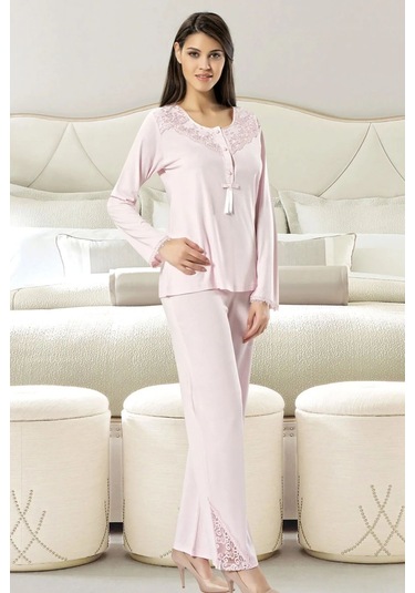 Xses 2020 Kadın Uzun Kollu Pijama Takım-pudra Pudra