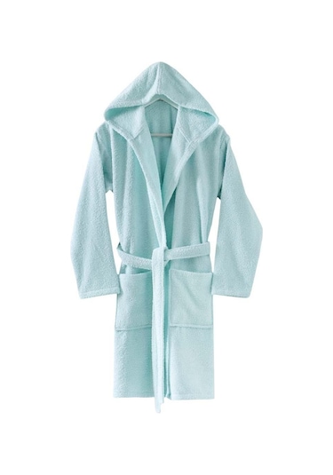 Menderes Home Cotton Collection Bukle Medium Kapşonlu Bornoz Düz Mint
