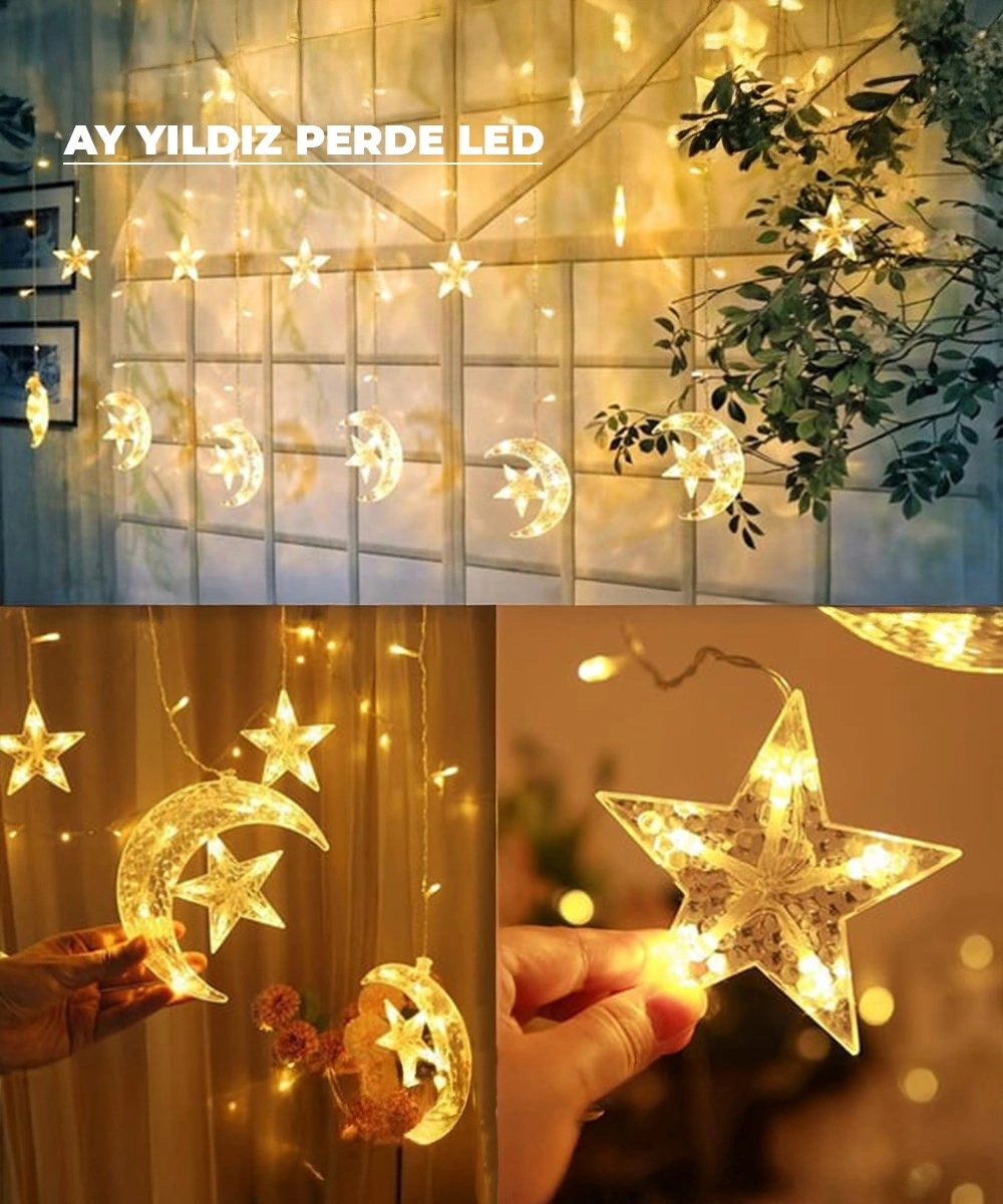 Ay Yıldız Dekoratif Günışığı Led Usb & Pilli - 3,5 Metre - Animasyonlu 3 Metre Gün Işığı