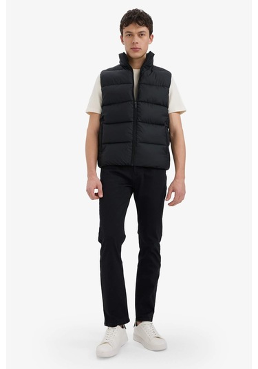 Defacto Slim Fit Dar Kesim Dik Yaka Fermuarlı Astarlı Su Geçirmez Şişme Yelek C5630ax25aubk27 Siyah