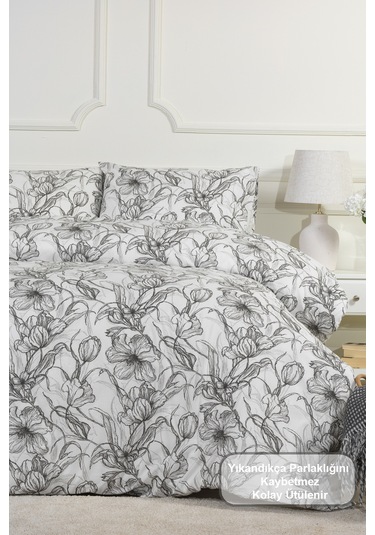 Elart Line Art Nevresim Takımı Çift Kişilik Lastikli Çarşaf 200x220 Cm Renksiz