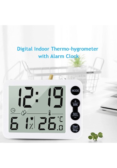 Konesam Ts-9606 Ev Ofis İçin Dijital Sicaklık Nem Ölçer: Alarm Saat, Geri Sayım, Lcd Ekran, C/ F Dönüştürücü Pil Yok