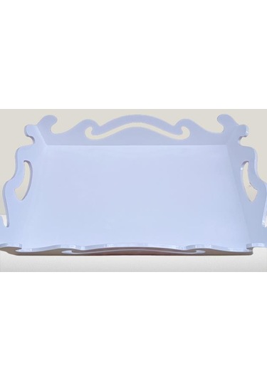 Hobi Adn Dekoratif Tepsi Dalgalı Ahşap Mdf Parlak Beyaz Model El Yapım