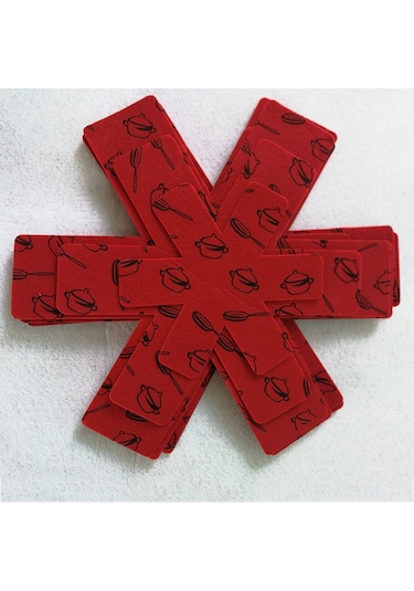 Geeksen Yüksek Dayanıklı Kırmızı Keçe Tencere Altlığı - 3'lü Set, Kolay Temizlenir Diğer