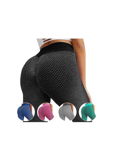 Fortunelane Bal Peteği Desenli Yoga Taytı - Esnek, Nefes Alabilen Spor Taytı Gri Gri