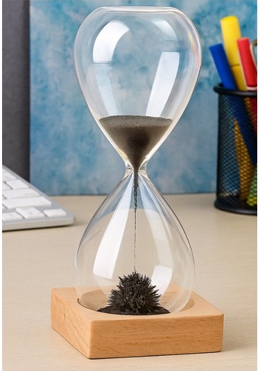 Dekoratif Ofis Hediyesi Kum Saati Dekoratif Mıknatıslı Manyetik Kum Saati Ofis Masa Üstü Hediyelik Renkli