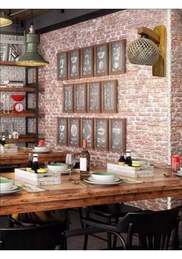 Ahşap Aplik Duvar Lambası Mutfak Koridor Cafe Otel Restoran Ahşap