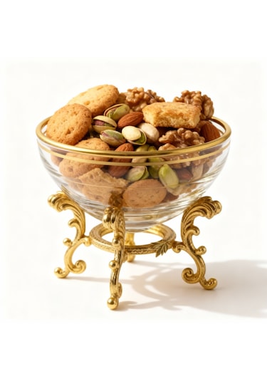 6 Lı Lüks Kahve Yanı Mini Lokumluk & Şekerlik & Reçellik Seti Altın