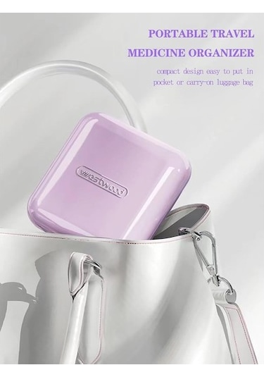 Likeable Su Geçirmez Taşınabilir Günlük Küçük Hap Kutusu Çantalar Için Cep Vitaminler, Balık Yağları, Takviyeler, Ilaçlar Için Kompakt Seyahat Ilaç Tutucu-mor