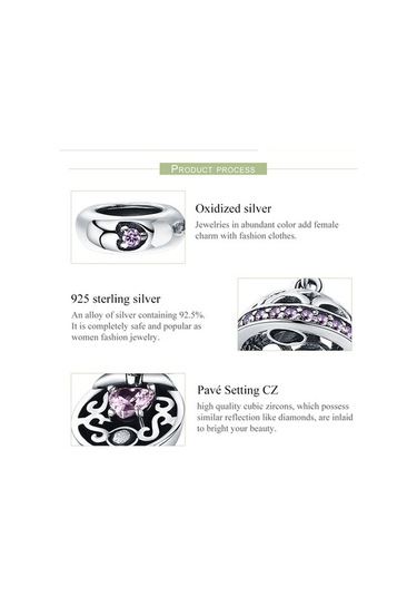 Fastbuy S925 Ayar Gümüş Aşk Sürpriz Kolye Ve Dıy Bilezik Aksesuarları Pembe Çok Renkli Çok Renkli