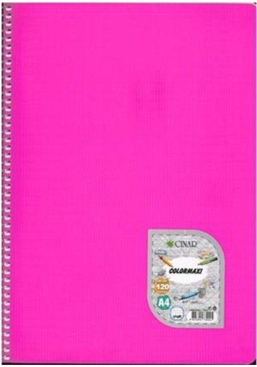 Çınar Spiralli Defter Plastik Kapak 120 Yp A4 Çizgili Pembe