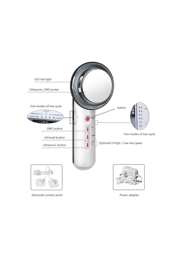 Youtek "3'lü Cilt Bakım Cihazı - Mikroakım, Ultrasonik Ve Ems İle Gençleştirme" Çok Renkli