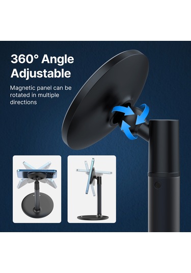 Reedark Alüminyum Masaüstü Manyetik Telefon Tutucu - 360 Açı Ayarlı Ve 2 Bölmeli Genişletilebilir 160-225mm