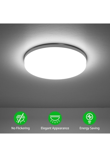 Opulentliving 24w Led Tavan Aydınlatma - Mutfak, Yatak Odası, Koridor İçin Modern Beyaz 6500-7000k Lambası Beyaz