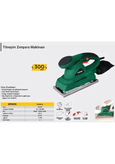 Rtrmax RTM370 300 W Titreşimli Zımpara Makinesi