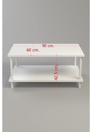 Dikdörgen Orta Sehpa Ahşap Ayaklı Sehpa Iki Raflı Sehpa Dekoratif Sehpa Gazetelikli-antrasit-90x60