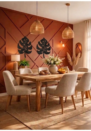 Delikli Mostera Temalı Duvar Panosu 35x65 Cm 35 X 65 Cm