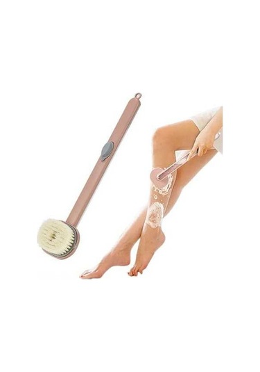 Besthome1 Lieviry Uzun Saplı Duş Fırçası - Sabun Dispenserli, Sırt Masajı İçin Pembe Pembe