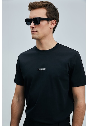 Lufian Erkek Marcus Modern Grafik T-shirt 111020235 Siyah Siyah