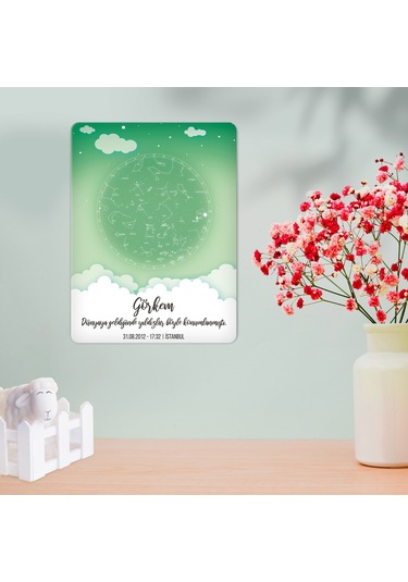 Decorita Decorıta | Yeni Doğan Hediyelik Gökyüzü Haritası - Cam Tablo